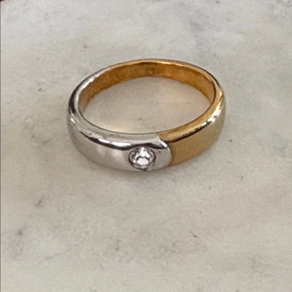 Men's Silver & Gold Tone Band Ring Size 10.5